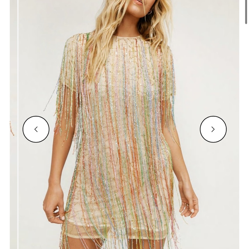 Nasty Gal beaded tassel shift dress perfect for Taylor Swift Eras Tour ✨